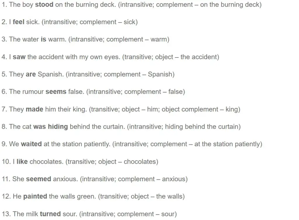 intransitive verbs exercise