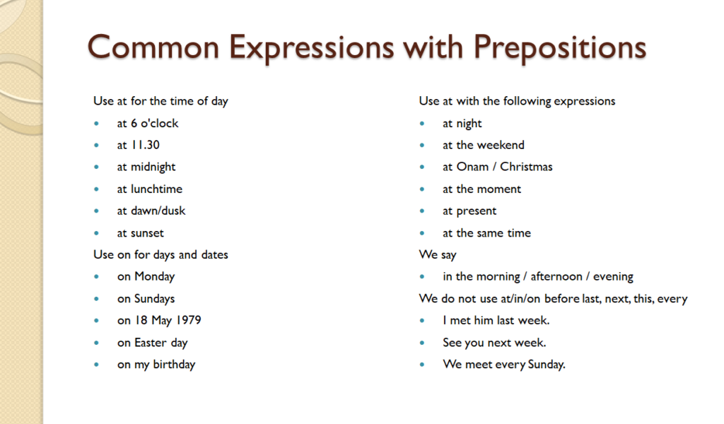 Common expressions with prepositions 