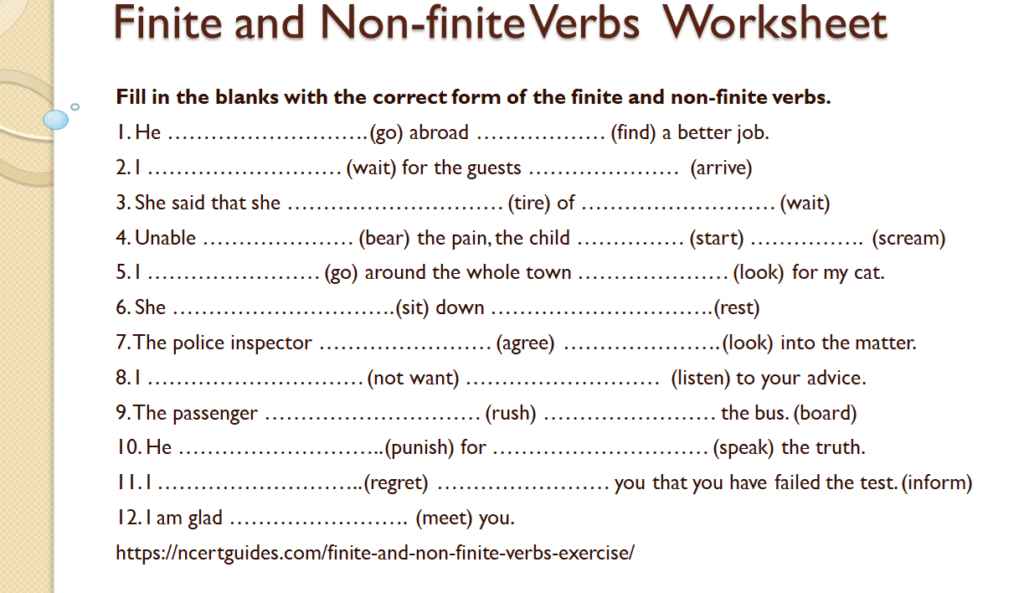 finite and non-finite verbs exercise