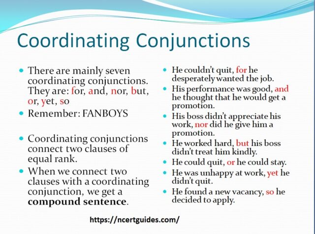 Coordinating Conjunctions (FANBOYS) Worksheet - NCERT Guides.Com