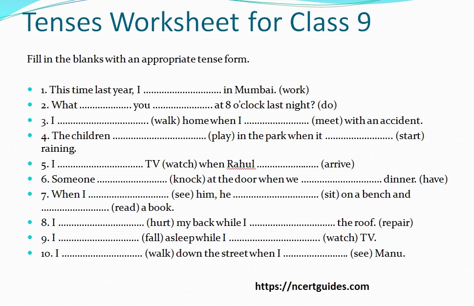 Tenses Exercise For Class 9 NCERT Guides Com