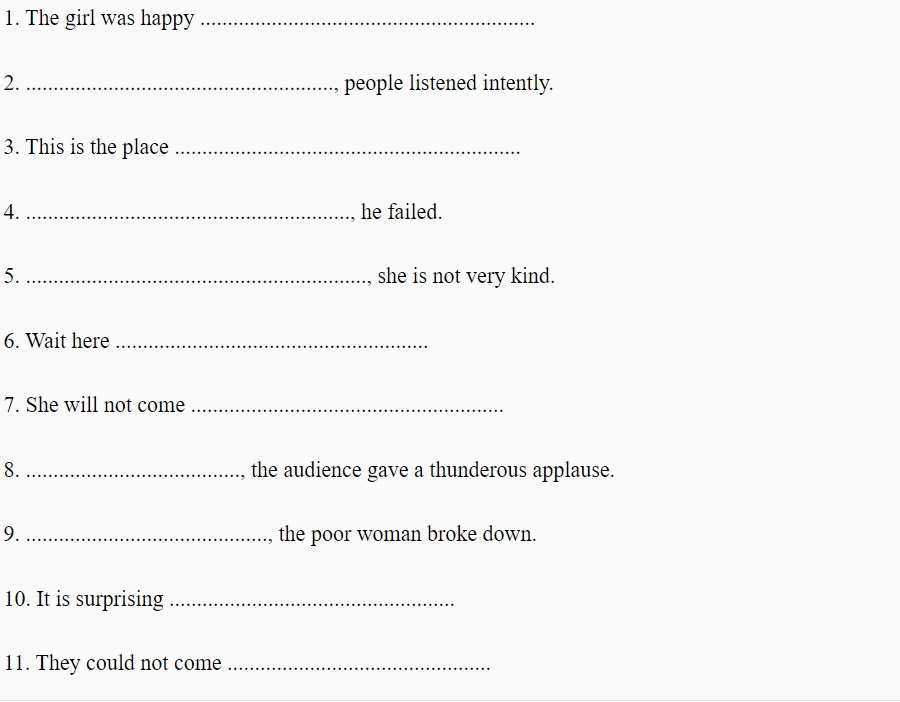 adverb clause worksheet